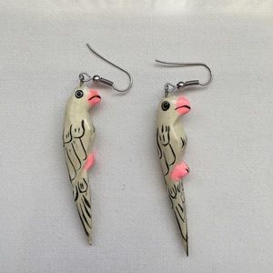 Vintage White Parrot Earrings